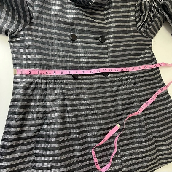 Samuel Dong Jacket Coat Womens Size Large Black White Striped Flare Sleeve - Picture 12 of 14
